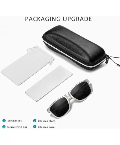 Sunglasses Polarized Men Driving Sports Goggles Ultra Light AL-MG Square Metal Frame UV 400 With Sunglasses Case - CR18TAEYGC...