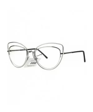 Womens Double Metal Wire Rim Cat Eye Goth Eye Glasses - Silver - CI185R7LG29 $10.98 Cat Eye