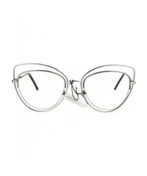 Womens Double Metal Wire Rim Cat Eye Goth Eye Glasses - Silver - CI185R7LG29 $10.98 Cat Eye