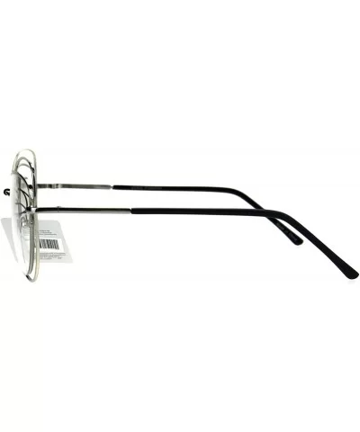 Womens Double Metal Wire Rim Cat Eye Goth Eye Glasses - Silver - CI185R7LG29 $10.98 Cat Eye