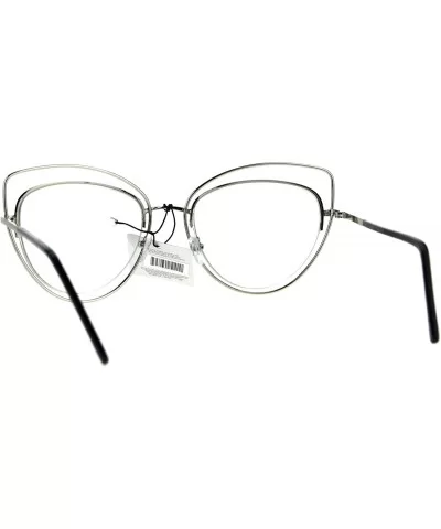 Womens Double Metal Wire Rim Cat Eye Goth Eye Glasses - Silver - CI185R7LG29 $10.98 Cat Eye