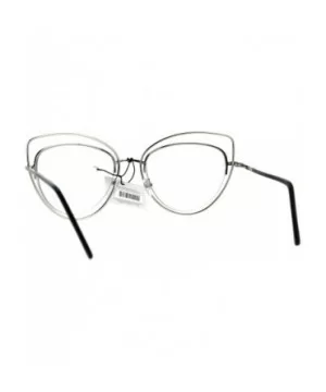 Womens Double Metal Wire Rim Cat Eye Goth Eye Glasses - Silver - CI185R7LG29 $10.98 Cat Eye