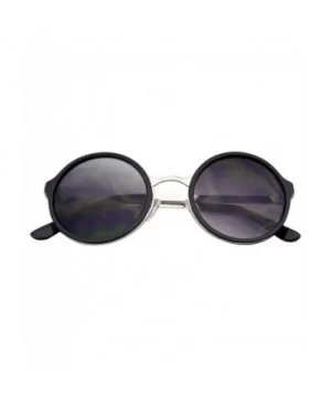 Retro Round Circle Lens Sunglasses Metal Trim - Black - CM18SRWO9TL $8.51 Round