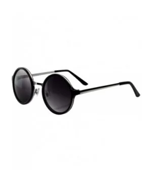 Retro Round Circle Lens Sunglasses Metal Trim - Black - CM18SRWO9TL $8.51 Round