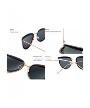 Polarized Mirrored Metal Frame Street Fashion Stylish Sunglasses For Women Man UV400 Protection - Blue&gold Frame - CP18DEGC6...