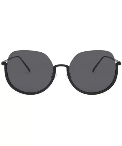 Women Fashion Eyewear Travel Sunglasses Half Frame Case UV400 Protect - Glossy Black Frame/Grey Lens - CO18WRGNRWQ $24.12 Ove...