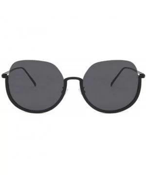 Women Fashion Eyewear Travel Sunglasses Half Frame Case UV400 Protect - Glossy Black Frame/Grey Lens - CO18WRGNRWQ $24.12 Ove...