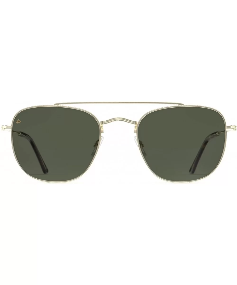 Places We Love Collection "The Yorker" Polarized Square Sunglasses - Antique Gold/Green Mirror - C218DNLTYXC $19.83 Square