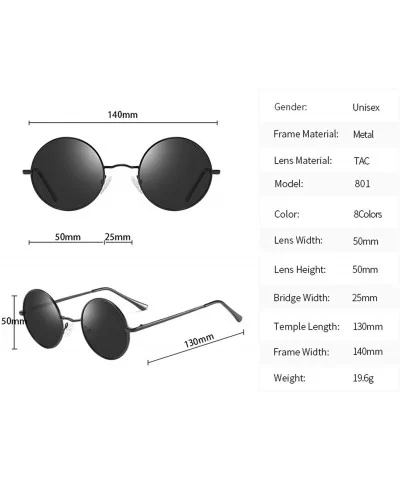 Metal Steampunk Sunglasses Polarized Oval Mirror Round Men Women Driving Glasses UV400 - Blue - C1197Y6D7WT $30.32 Round