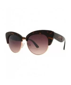 Round Circle Half Frame Cateye Sunglasses for Women - Tortoise + Brown - C218UIGZNCE $9.90 Square