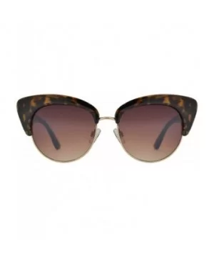 Round Circle Half Frame Cateye Sunglasses for Women - Tortoise + Brown - C218UIGZNCE $9.90 Square