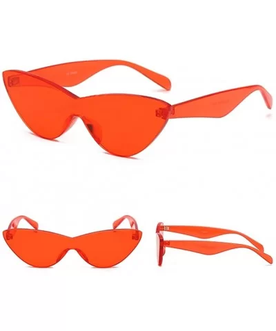 One Piece Lens Sunglasses Women Candy Color Cat Eye Sun Glasses for Ladies Gift - Red - C618KMMCTM5 $5.73 Rimless