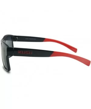 Men's Rectangular Horn Rimmed Dark Tinted Sunglasses w/Multicolored Arm Tips - Glossy Black Red - CQ18UEQOASN $10.70 Goggle