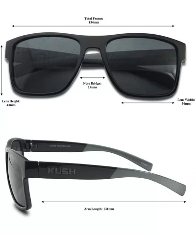 Men's Rectangular Horn Rimmed Dark Tinted Sunglasses w/Multicolored Arm Tips - Glossy Black Red - CQ18UEQOASN $10.70 Goggle