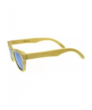 Polarized Genuine Bamboo Wood Horn Rimmed Sunglasses and Case (Mirrored Series - Blue) - CT124WTERV9 $30.62 Wayfarer