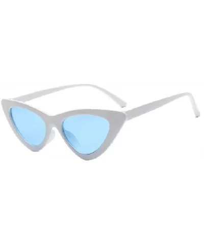 Cat Eyes Sunglasses for Women - Vintage Ladies Triangular Glasses Goggle - White/Blue - CT18ET8N3SH $7.33 Cat Eye