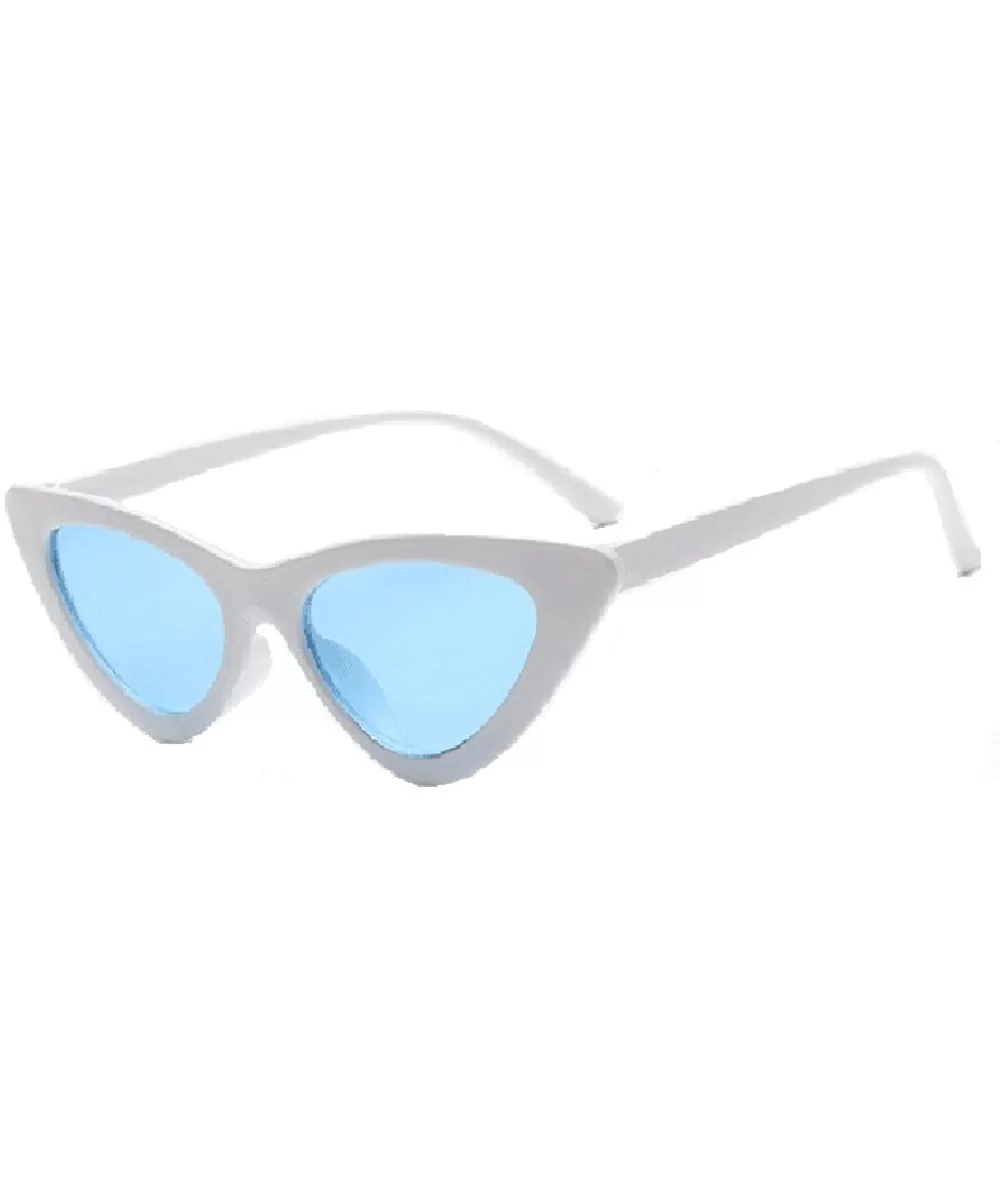 Cat Eyes Sunglasses for Women - Vintage Ladies Triangular Glasses Goggle - White/Blue - CT18ET8N3SH $7.33 Cat Eye