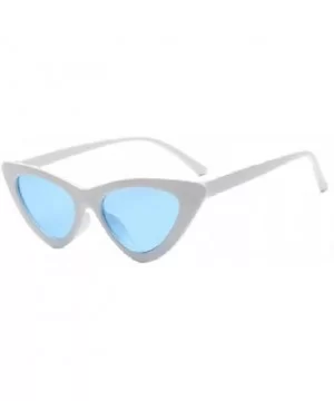 Cat Eyes Sunglasses for Women - Vintage Ladies Triangular Glasses Goggle - White/Blue - CT18ET8N3SH $7.33 Cat Eye