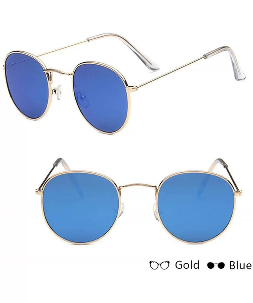 2019 Classic Small Frame Round Sunglasses Women/Men Er Alloy Mirror Sun Glasses Vintage Oculos - Gold Blue - CS198AHTGYR $22....