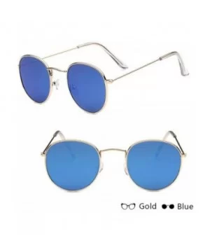 2019 Classic Small Frame Round Sunglasses Women/Men Er Alloy Mirror Sun Glasses Vintage Oculos - Gold Blue - CS198AHTGYR $22....