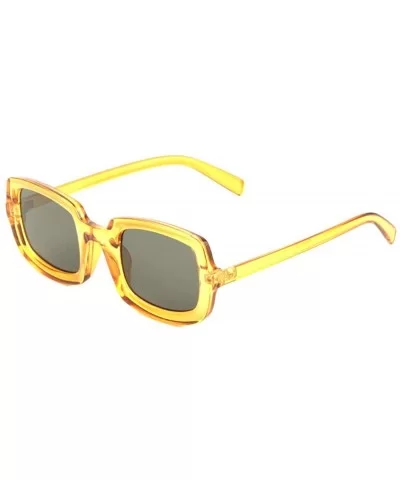 Thick Square Frame Crystal Color Sunglasses - Yellow - CU197A5CKE9 $14.15 Square