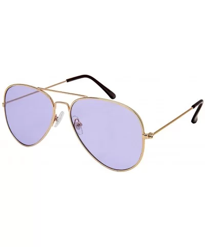 Classic Pilot Style Metal Premium Aviator Sunglasses with Flat Colored Lens for Women Men 100% UV Protection 1107 - CL184Y8E5...