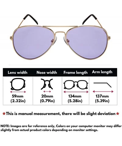 Classic Pilot Style Metal Premium Aviator Sunglasses with Flat Colored Lens for Women Men 100% UV Protection 1107 - CL184Y8E5...