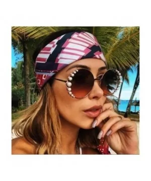 Women Round Sunglasses Pearl Sun Glasses Fashion Alloy Frame Eyewear Female Shades UV400 - C6gold Blue Pink - C9199OWCHGM $8....