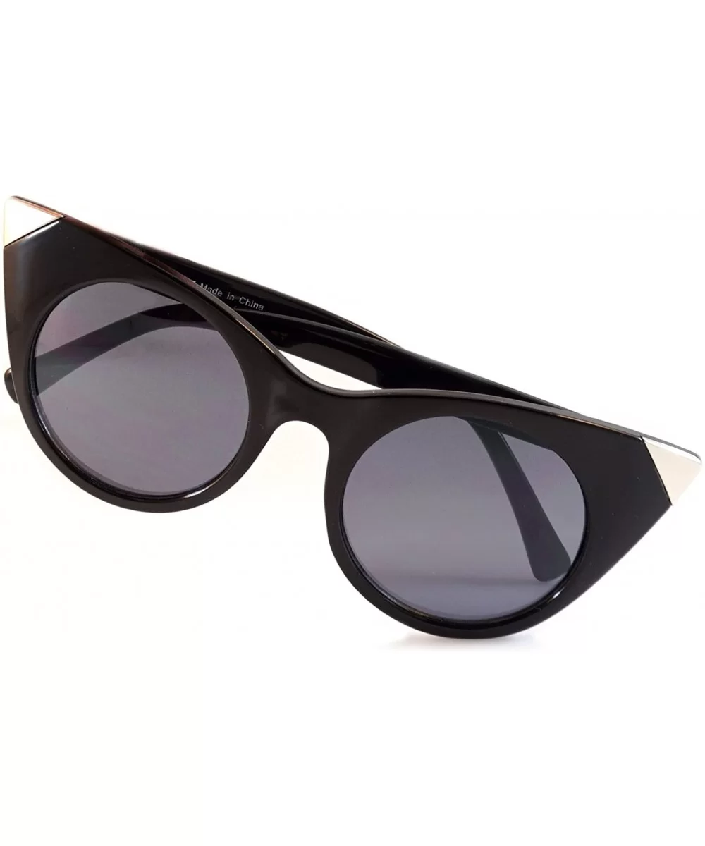 Women's Retro Metal Tipped Cat Eye Sunglasses A013 - Black/ Black Smoke - CW185368XS3 $4.94 Cat Eye