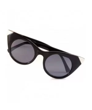 Women's Retro Metal Tipped Cat Eye Sunglasses A013 - Black/ Black Smoke - CW185368XS3 $4.94 Cat Eye