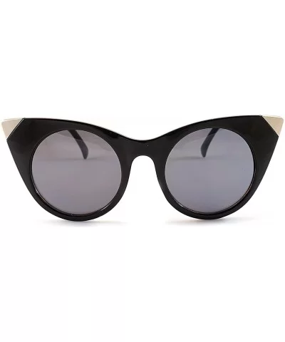 Women's Retro Metal Tipped Cat Eye Sunglasses A013 - Black/ Black Smoke - CW185368XS3 $4.94 Cat Eye