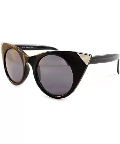 Women's Retro Metal Tipped Cat Eye Sunglasses A013 - Black/ Black Smoke - CW185368XS3 $4.94 Cat Eye