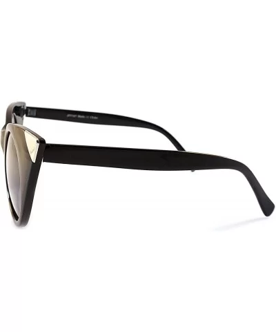 Women's Retro Metal Tipped Cat Eye Sunglasses A013 - Black/ Black Smoke - CW185368XS3 $4.94 Cat Eye