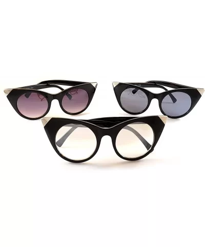 Women's Retro Metal Tipped Cat Eye Sunglasses A013 - Black/ Black Smoke - CW185368XS3 $4.94 Cat Eye