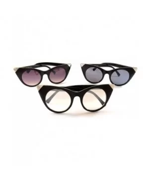 Women's Retro Metal Tipped Cat Eye Sunglasses A013 - Black/ Black Smoke - CW185368XS3 $4.94 Cat Eye