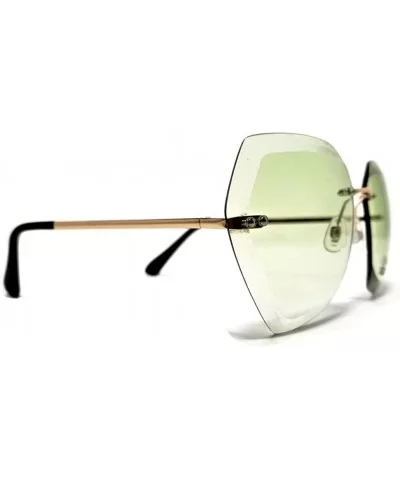 Oversized Rimless Sunglasses for Women Diamond Cutting - Emerald - CK18RK4SYT8 $6.66 Oversized