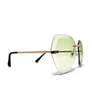 Oversized Rimless Sunglasses for Women Diamond Cutting - Emerald - CK18RK4SYT8 $6.66 Oversized