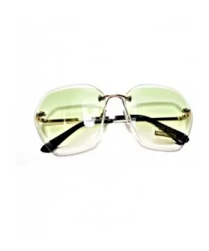 Oversized Rimless Sunglasses for Women Diamond Cutting - Emerald - CK18RK4SYT8 $6.66 Oversized