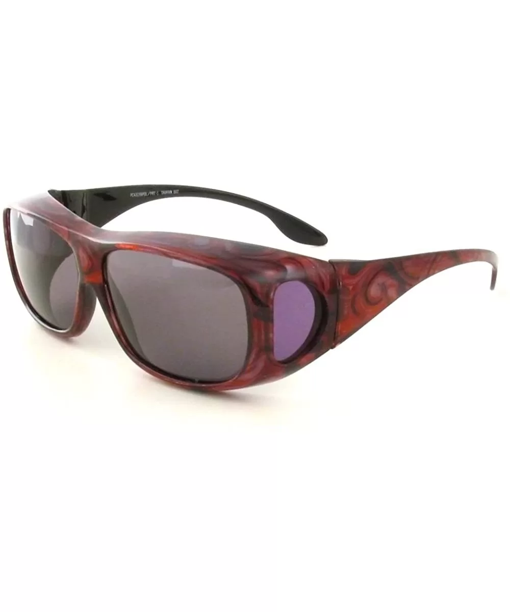 43199 Polarized Over Sunglasses - Solid Red Swirl - CM124LWU0JP $8.56 Oval