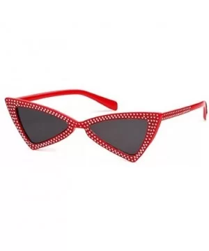 Retro Vintage Narrow Cat Eye Sunglasses for Women Crystal Shades Plastic Frame - Red - C018CMUDSQN $5.31 Cat Eye