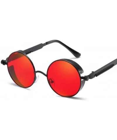 Metal Round Sunglasses Vintage Punk Style Men's And Women's Sunglasses - 3 - CE18U0DZCIG $24.02 Round