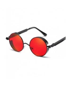 Metal Round Sunglasses Vintage Punk Style Men's And Women's Sunglasses - 3 - CE18U0DZCIG $24.02 Round