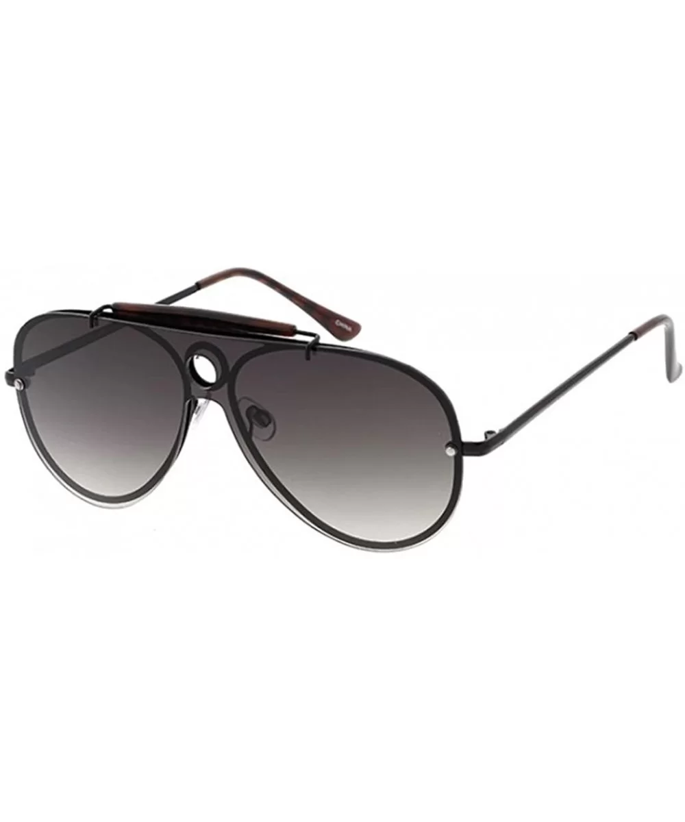 Unisex Raver 60 mm Rimless Flat Shield Aviator Sunglasses - Black/Black - CL18DSO74D8 $12.01 Shield