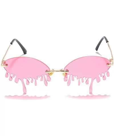 Women's Fashion Trend Funny Frameless Sunglasses Retro Unique Tear-eye Shape Steampunk Sunglasses UV400 - Pink - CH19049SIUA ...