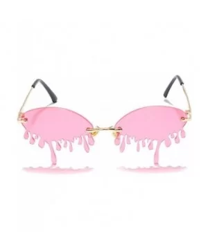 Women's Fashion Trend Funny Frameless Sunglasses Retro Unique Tear-eye Shape Steampunk Sunglasses UV400 - Pink - CH19049SIUA ...