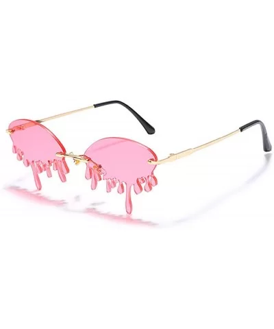 Women's Fashion Trend Funny Frameless Sunglasses Retro Unique Tear-eye Shape Steampunk Sunglasses UV400 - Pink - CH19049SIUA ...