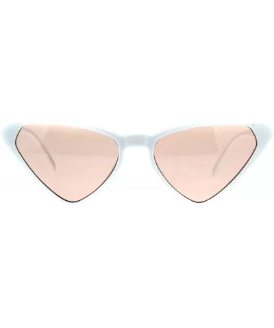 Womens Retro Vintage Narrow Triangle Cat Eye Plastic Hippie Sunglasses - White Pink - CR18CGNZIE4 $9.74 Cat Eye