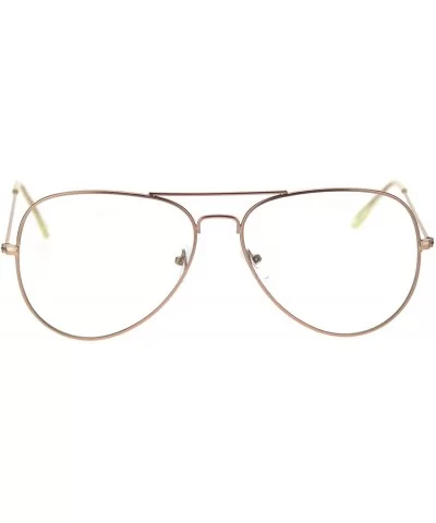 Trendy Oversized Officer Style Tear Drop Shape Metal Clear Lens Eyeglasses - Matte Rose Gold - CK18TMQQTY5 $7.83 Oversized