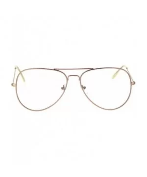 Trendy Oversized Officer Style Tear Drop Shape Metal Clear Lens Eyeglasses - Matte Rose Gold - CK18TMQQTY5 $7.83 Oversized