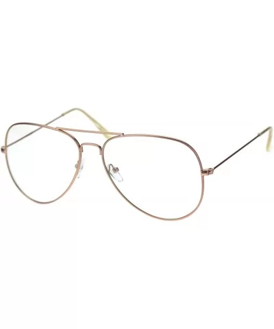 Trendy Oversized Officer Style Tear Drop Shape Metal Clear Lens Eyeglasses - Matte Rose Gold - CK18TMQQTY5 $7.83 Oversized